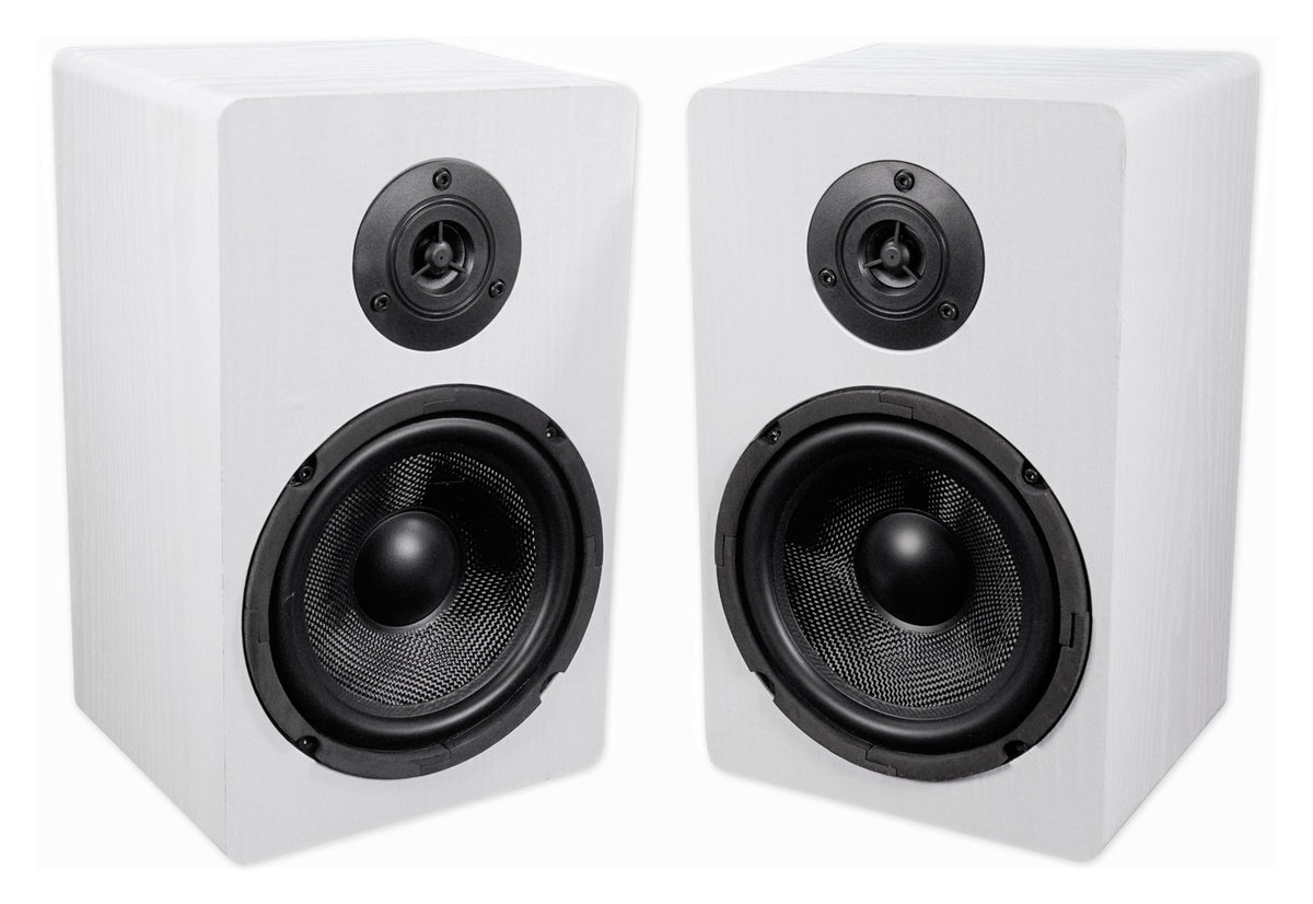 2) Rockville RockShelf 68W 360w 6.5" White Bookshelf Speakers+Bluetooth/Wifi Amp