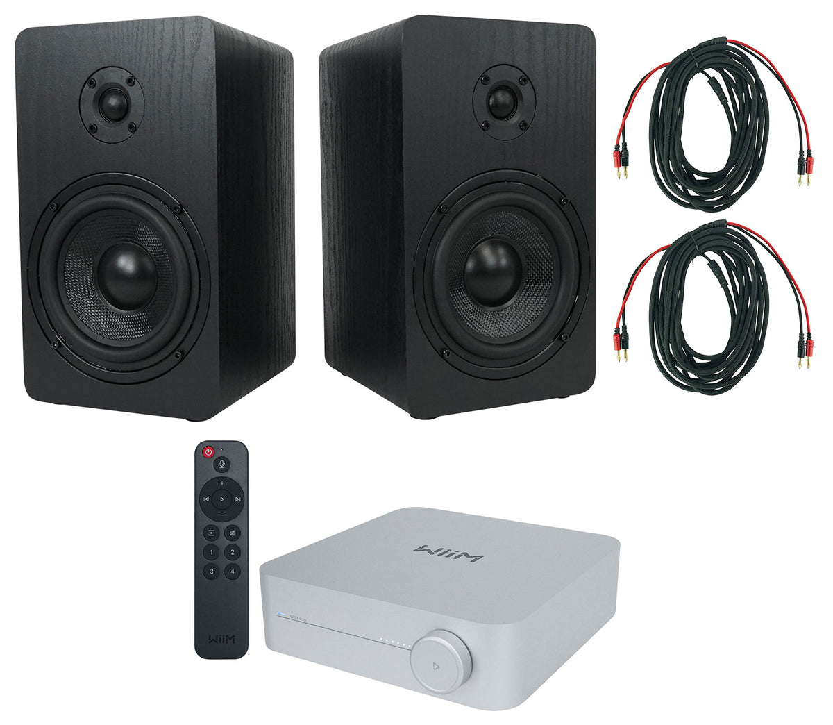 2 Rockville RockShelf 58B 360w Black 5.25" Bookshelf Speakers+Bluetooth/Wifi Amp