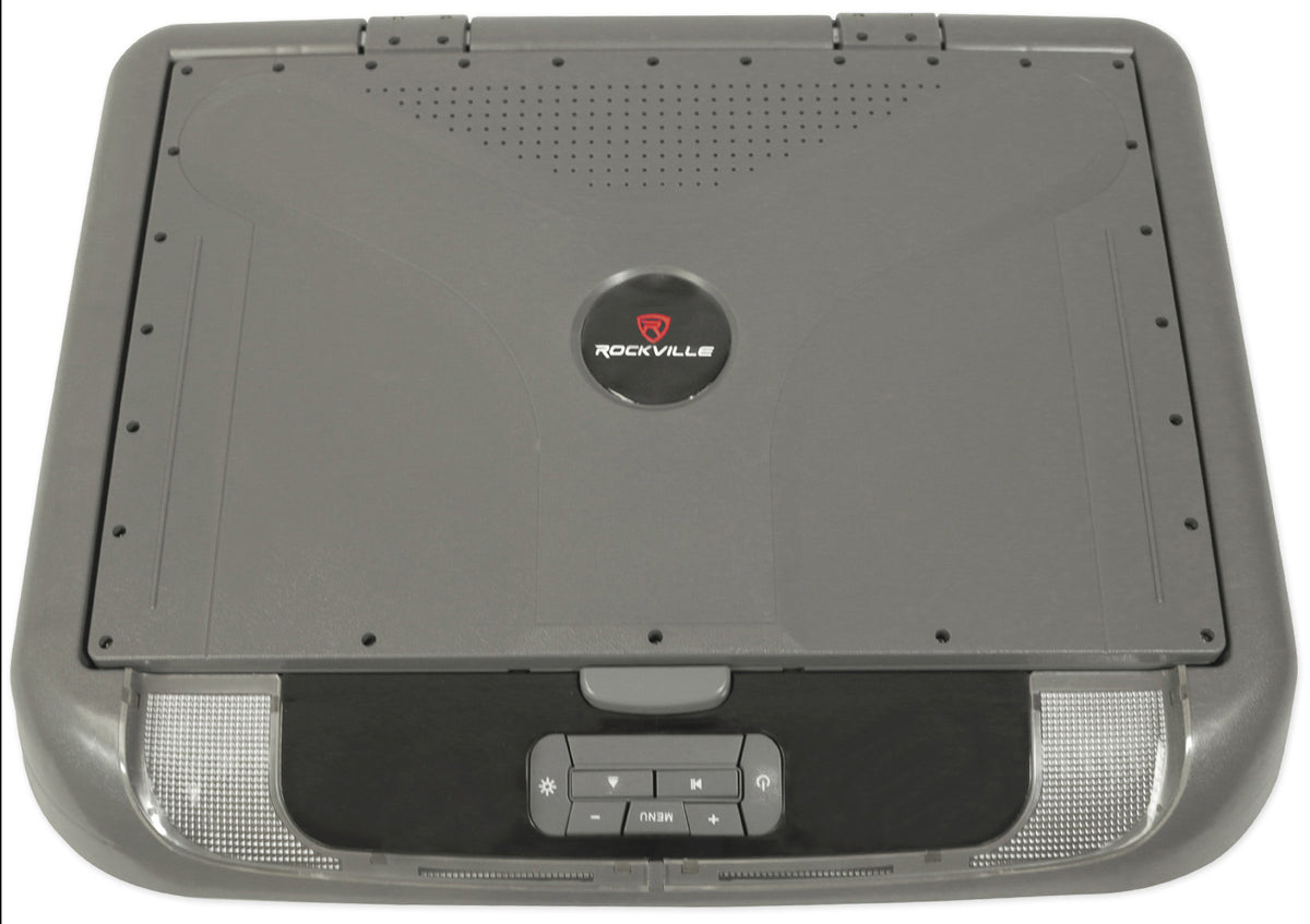 Rockville RVD17HD Grey-GR 17" Flip Down Car Monitor w DVD/HDMI/USB/SD/Games Gray