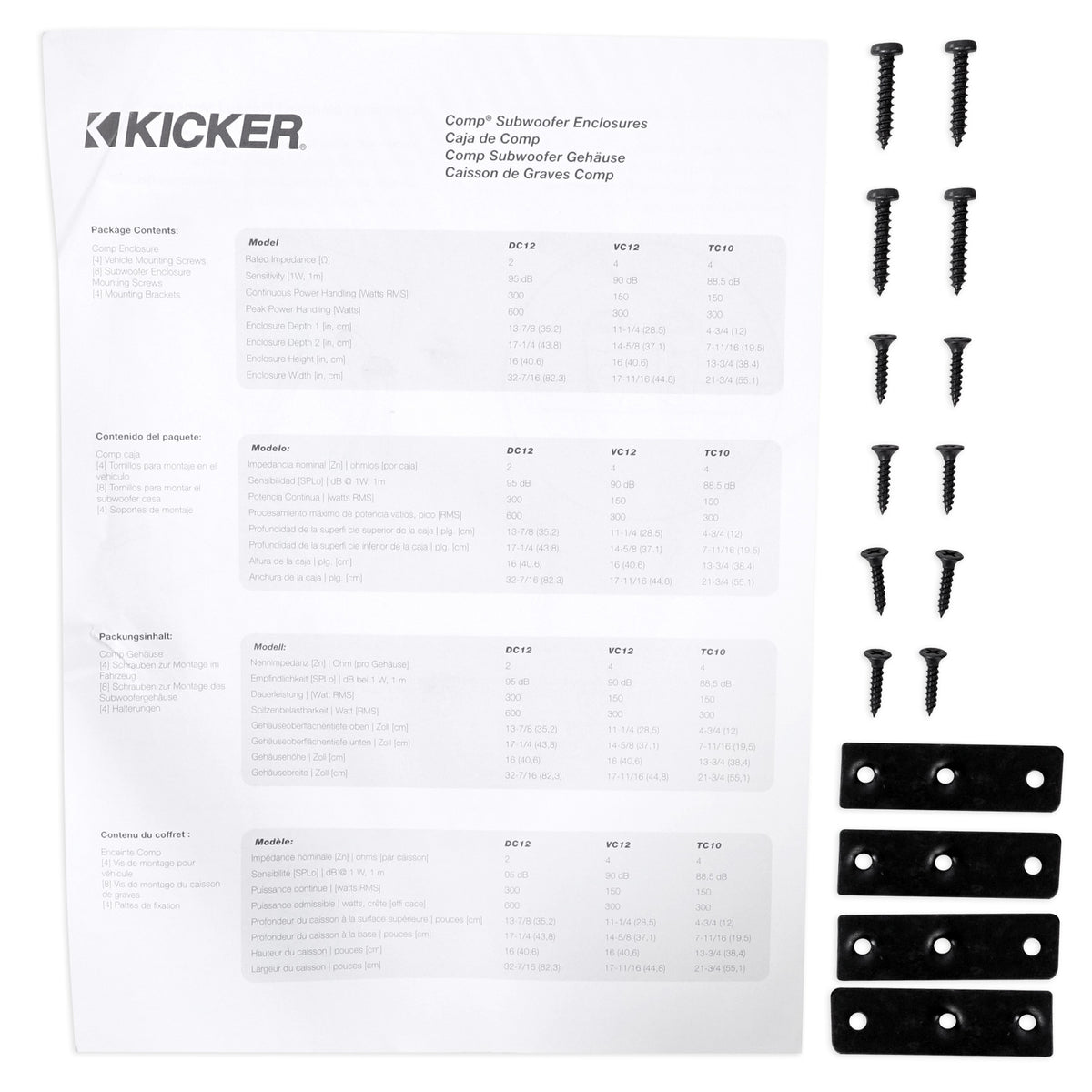 KICKER 43DC122 Comp Dual 12" Subwoofers In Vented Sub Box Enclosure, 2-Ohm
