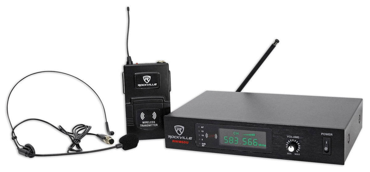 Rockville RWM60U Professional UHF Headset & Guitar Wireless Microphone System