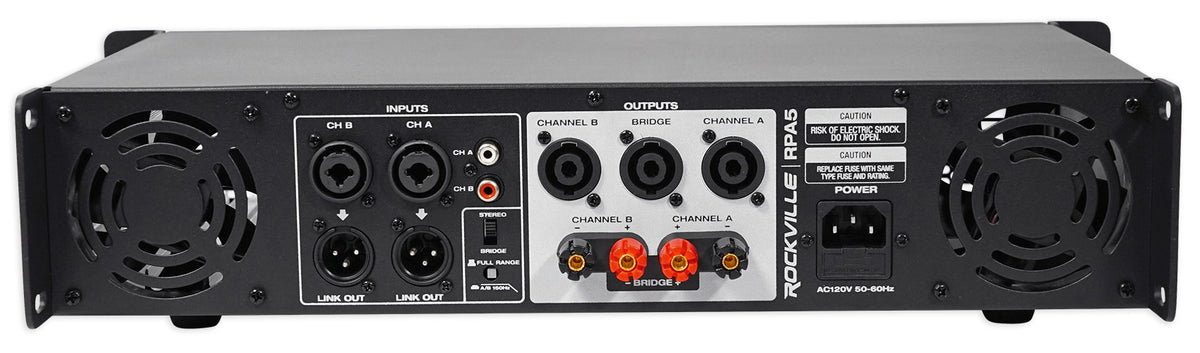 Rockville RPA5 1000w Peak/500w RMS 2 Channel Power Amplifier Pro/DJ Amp