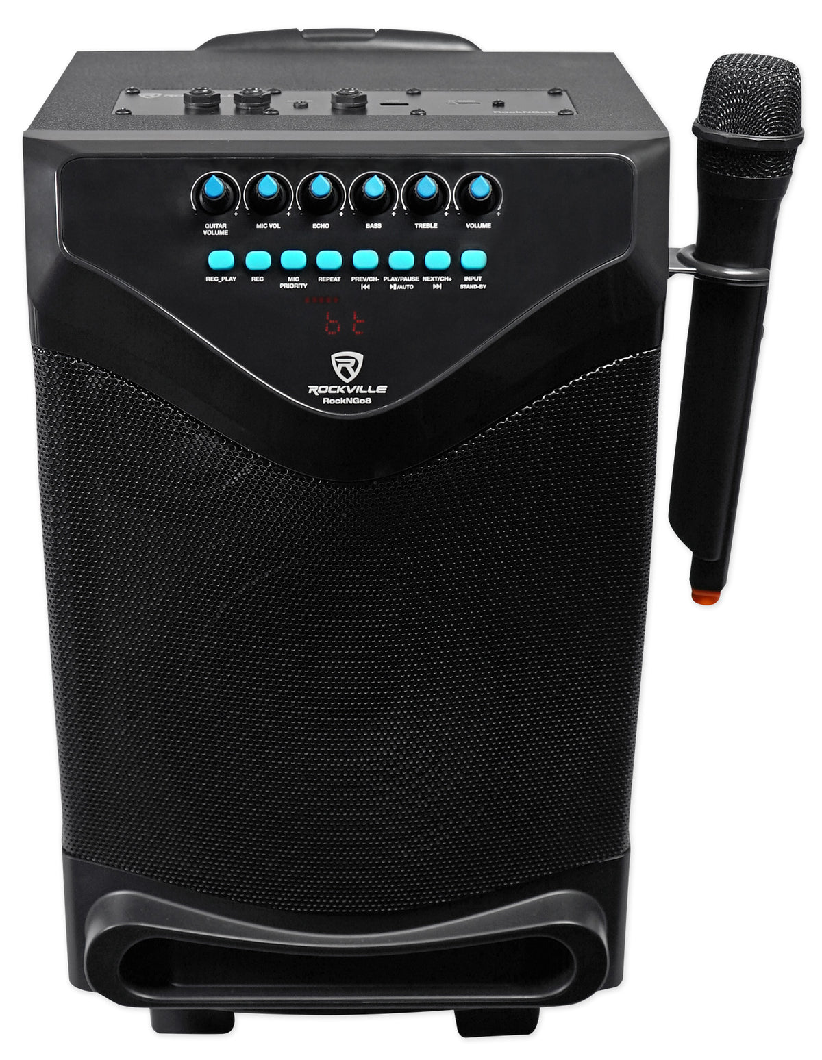 ROCKnGo 8" Portable Rechargeable PA Speaker w/Bluetooth and Wireless Mic
