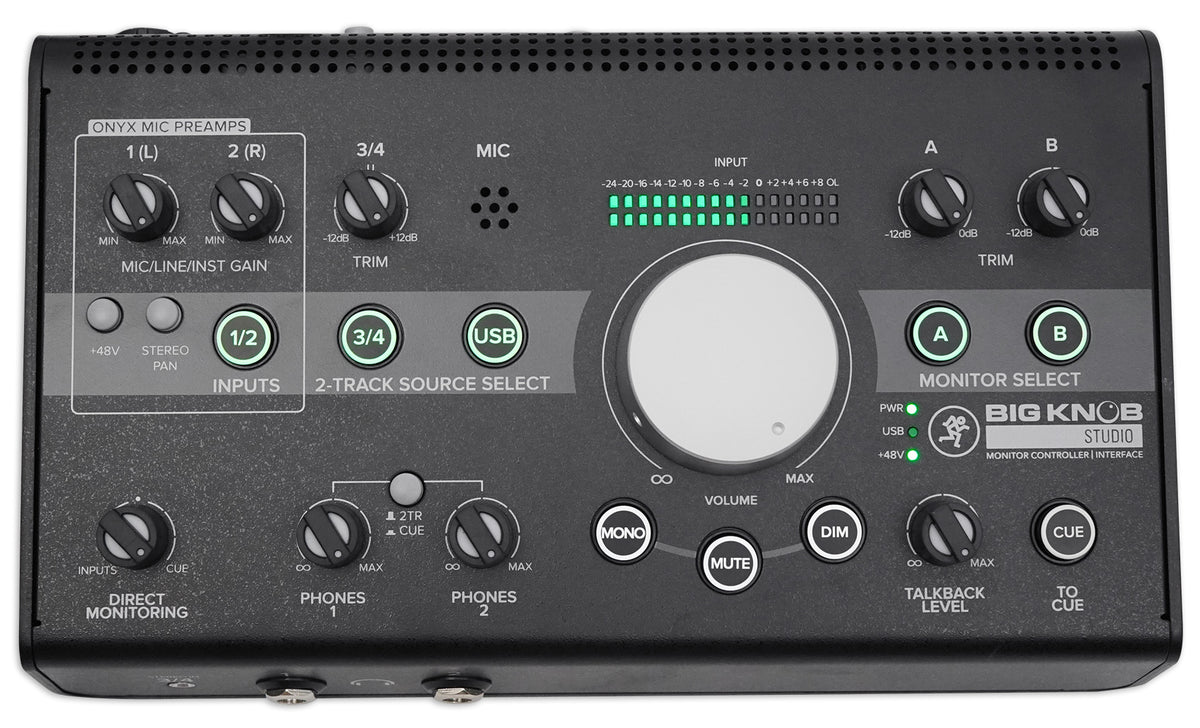New Mackie Big Knob Studio 3x2 Monitor Controller 96kHz USB I/O+Condenser Mic