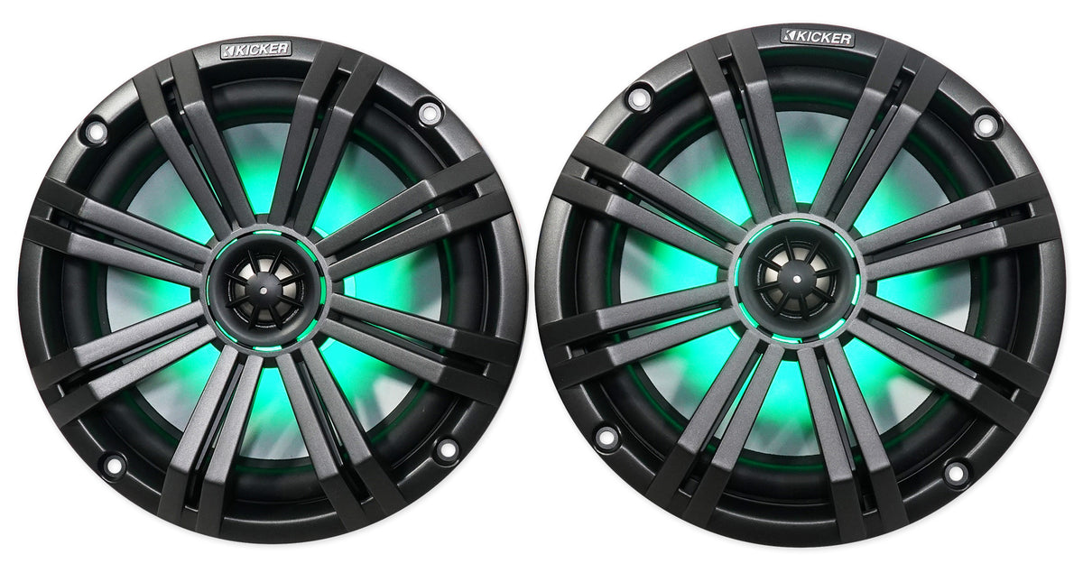 (4) 45KM84L 8" 1200W Marine LED Wakeboard Tower Speakers, Black Pods