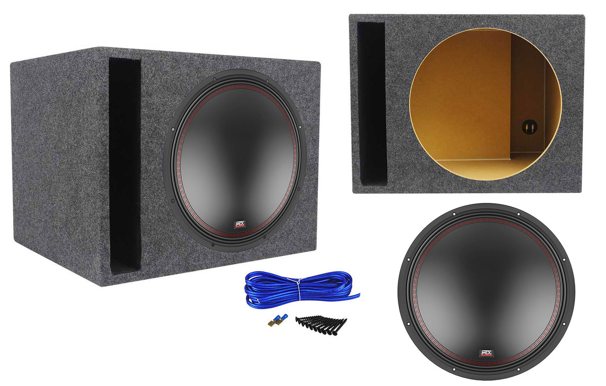 MTX 5515-44 15" 800 Watt DVC 4-ohm Car Audio Subwoofer+Vented Sub Box Enclosure