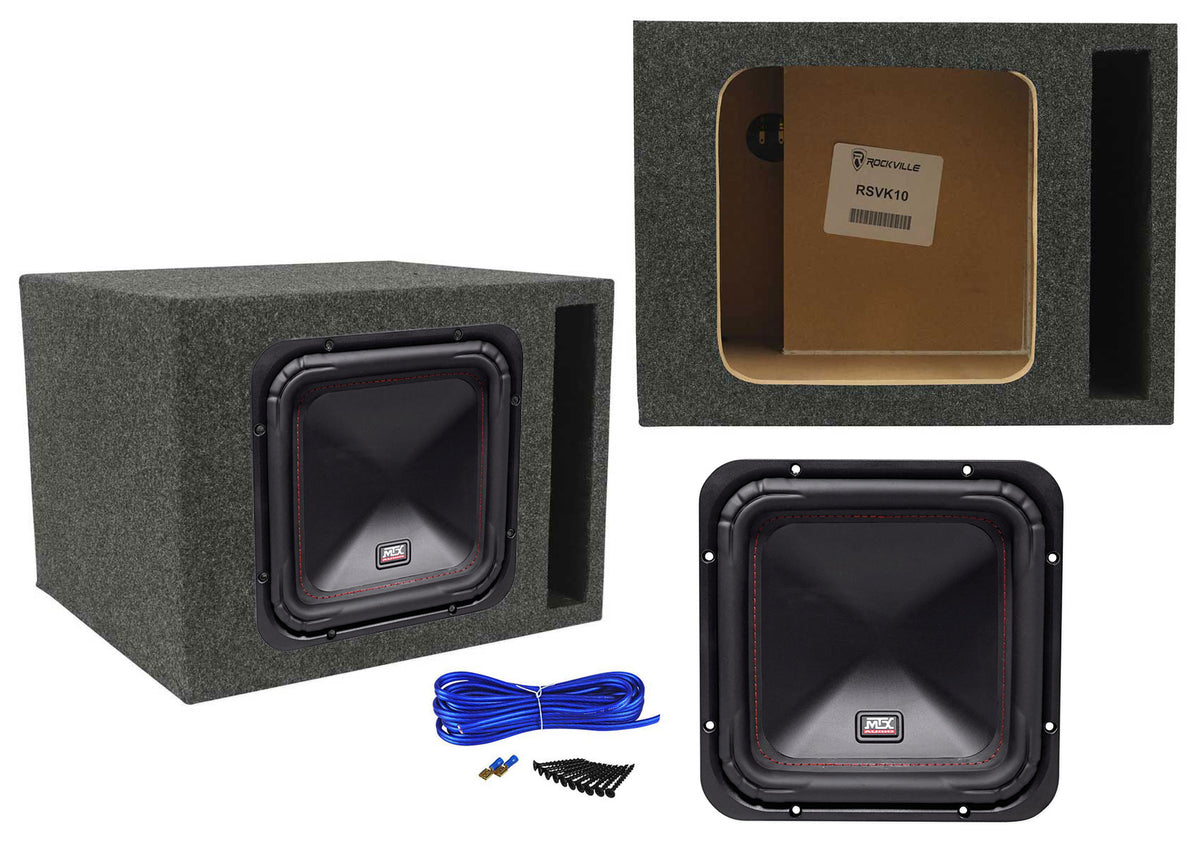MTX S6510-44 10" 500w RMS Car Audio Square Subwoofer+Vented Sub Box Enclosure