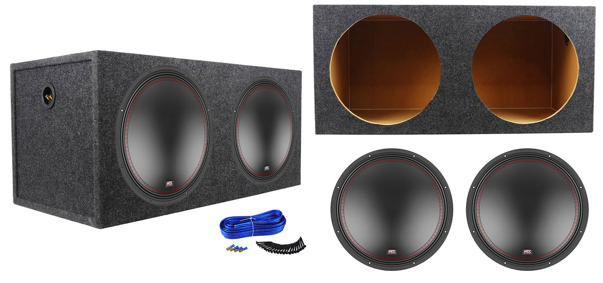 MTX 5515-22 15" 800 Watt DVC 2-ohm Car Audio Subwoofer+Sealed Sub Box Enclosure