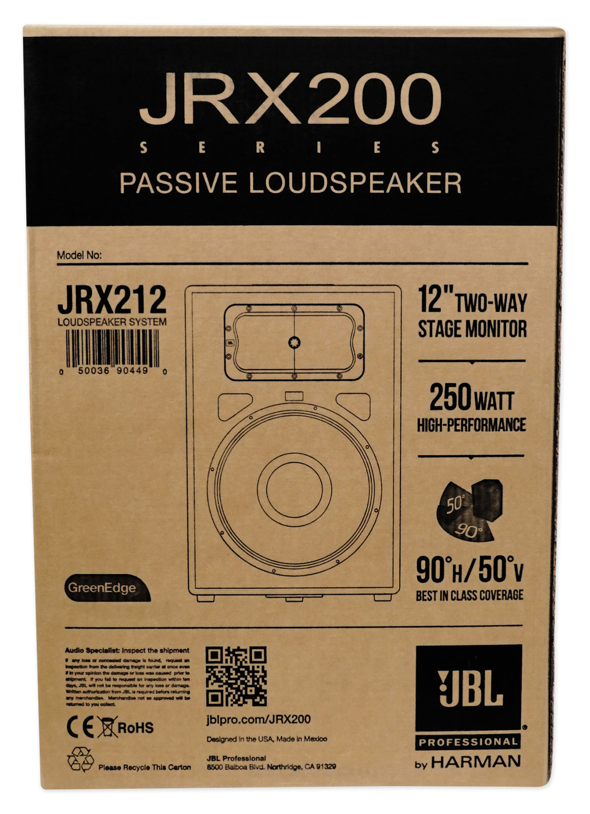 JBL JRX212 1,000 Watt 12" Inch 2-Way DJ P/A Speaker Floor Wedge Monitor - NEW!