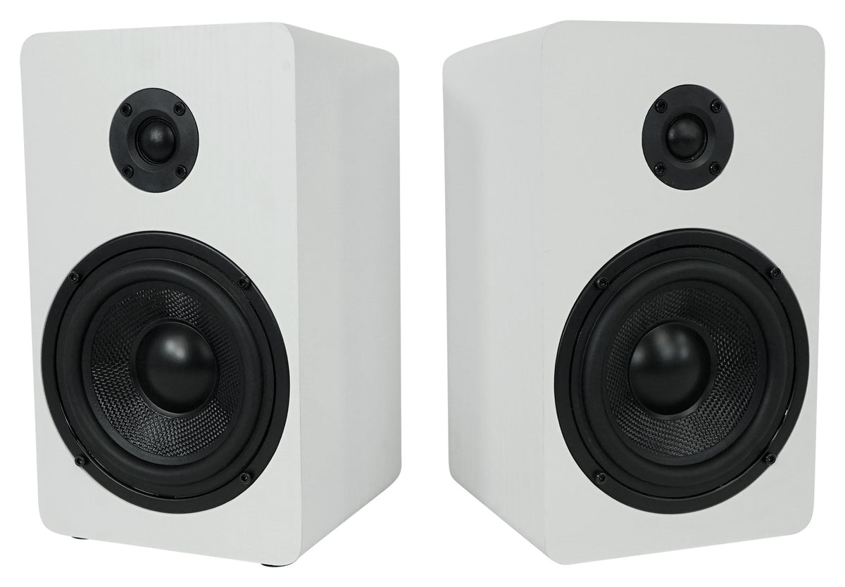 2 Rockville RockShelf 58W 360w 5.25" White Bookshelf Speakers+Bluetooth/Wifi Amp