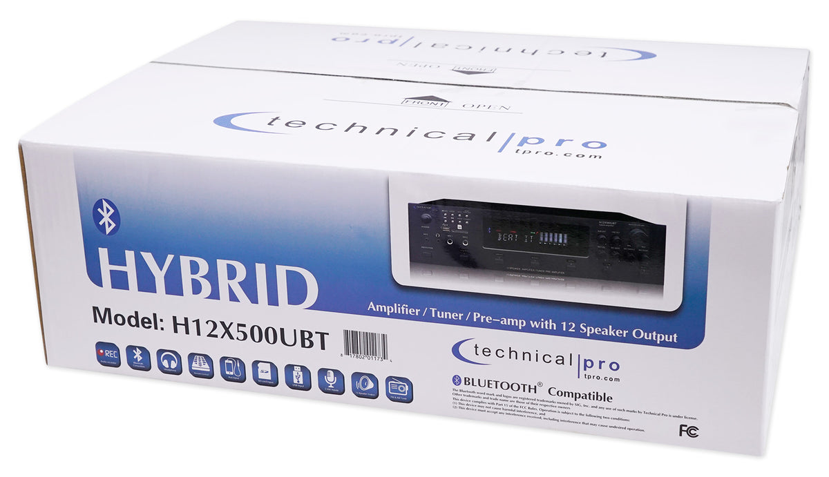 Technical Pro H12X500UBT 6000w 6-Zone 12-Speaker Home Theater Bluetooth Receiver