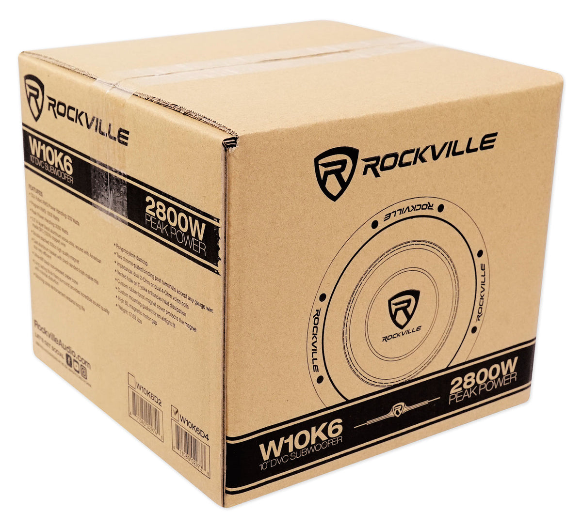 Rockville W10K6D4 V2 10 inch 2000w Car Audio Subwoofer Dual 4-Ohm Sub CEA Compliant