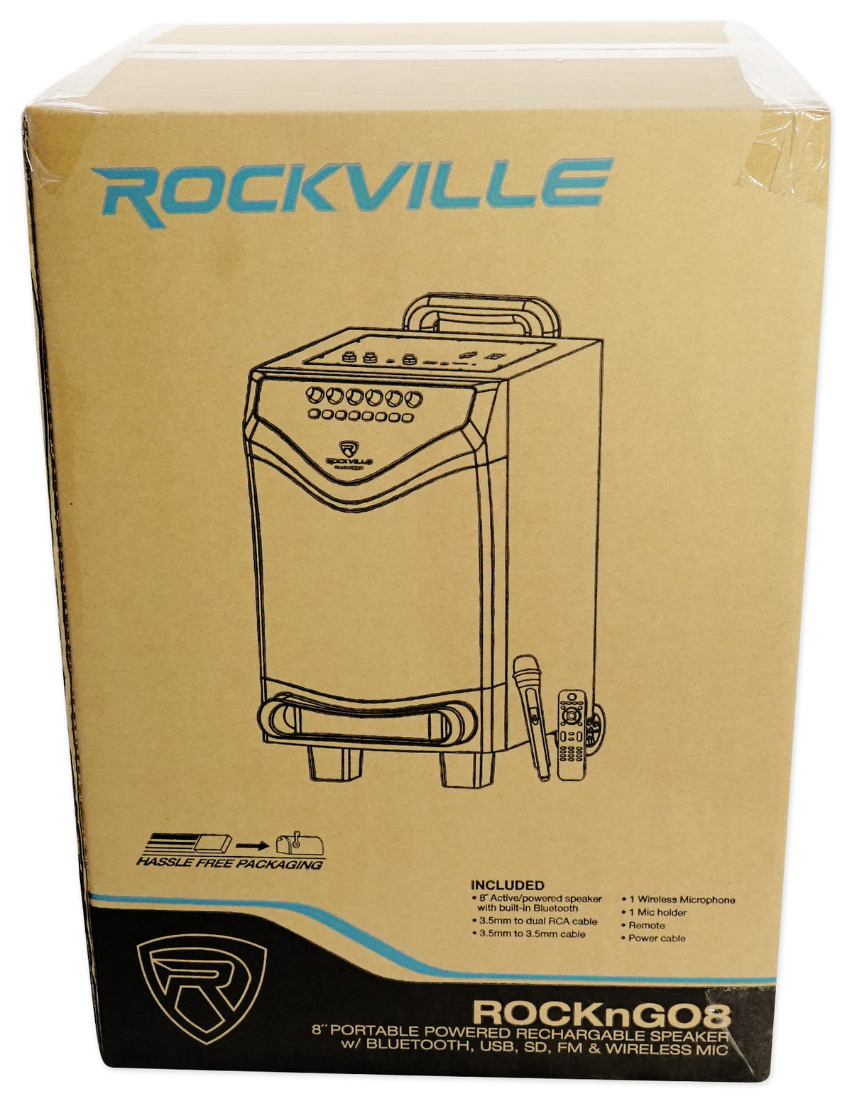 ROCKnGo 8" Portable Rechargeable PA Speaker w/Bluetooth and Wireless Mic