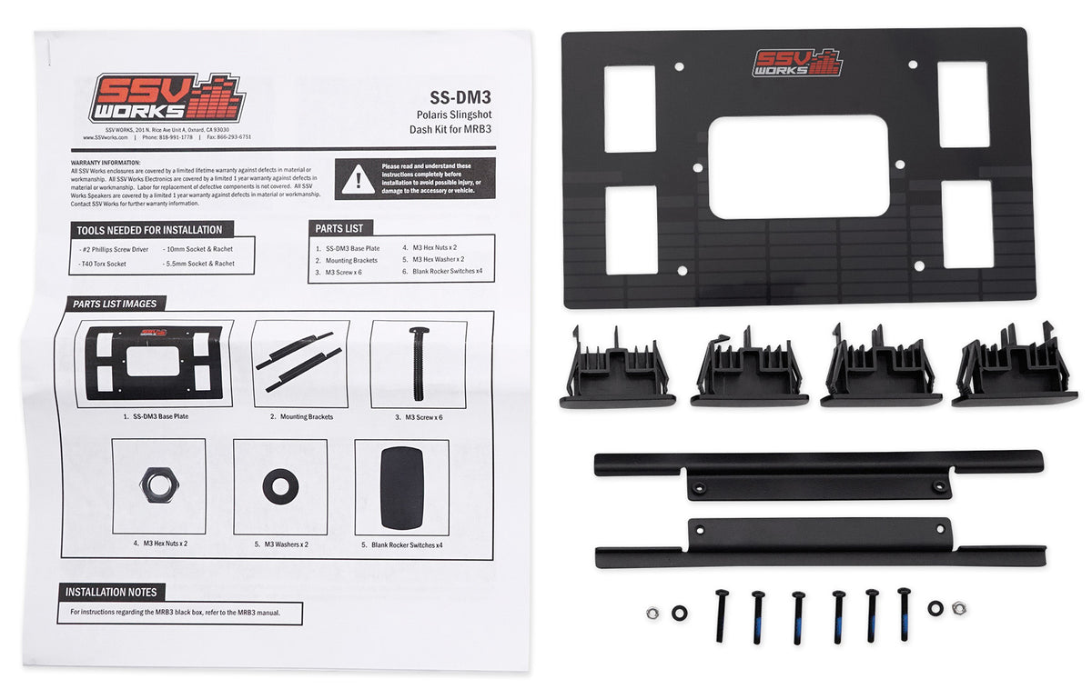 SSV WORKS SS-DM3 Dash Installation Kit For MRB3 Receiver 4 Polaris Slingshot