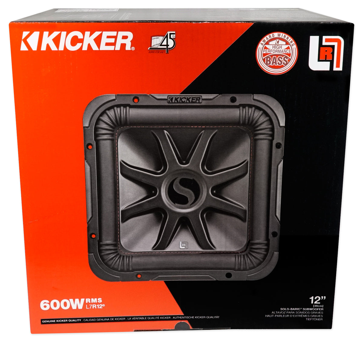 KICKER 45L7R124 12" 1200 Watt L7R Car Subwoofer, Solo-Baric Sub L7R124 DVC 4-ohm