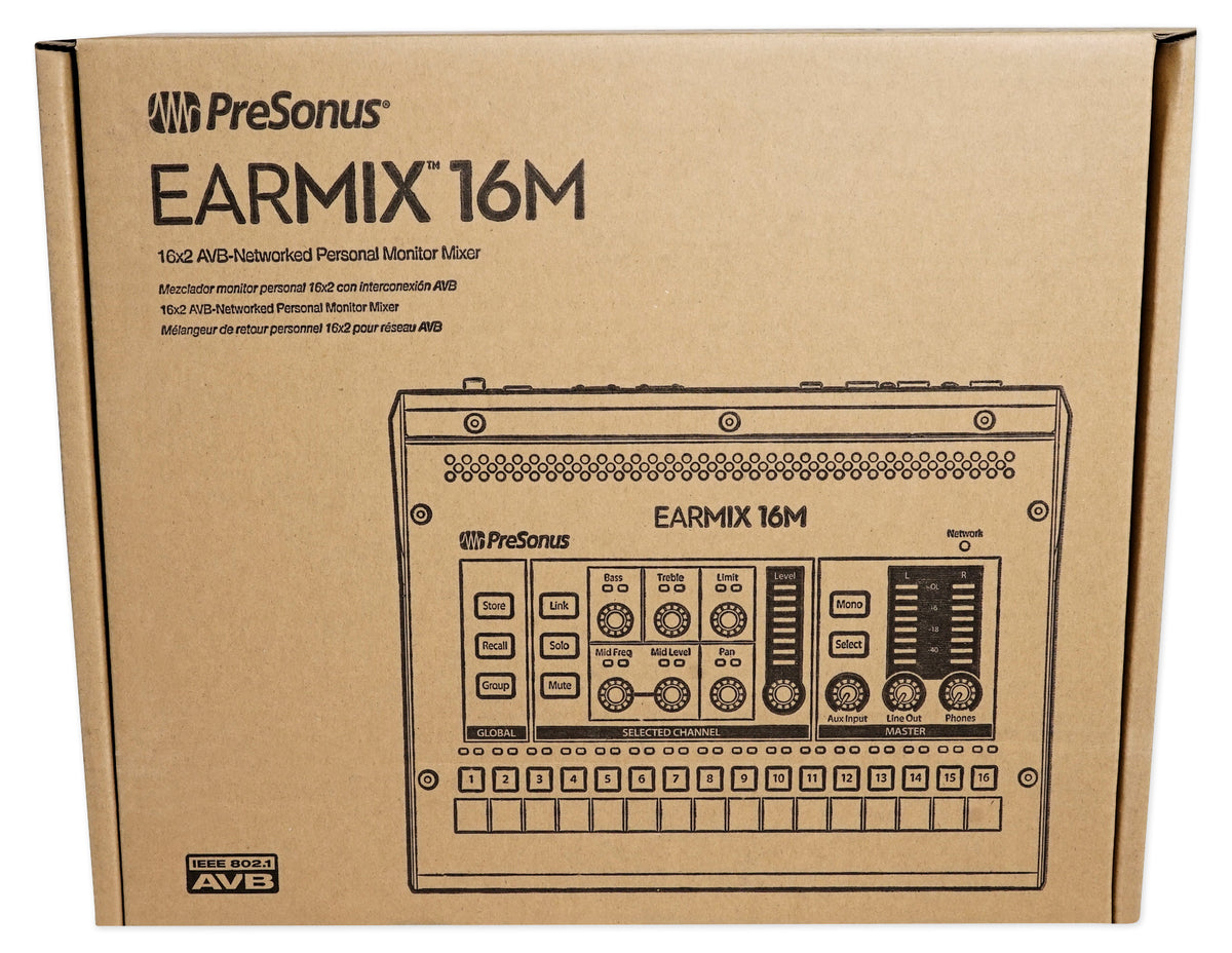 PRESONUS EarMix 16M 16x2 16-Channel AVB Personal In-Ear Monitor/Headphone Mixer
