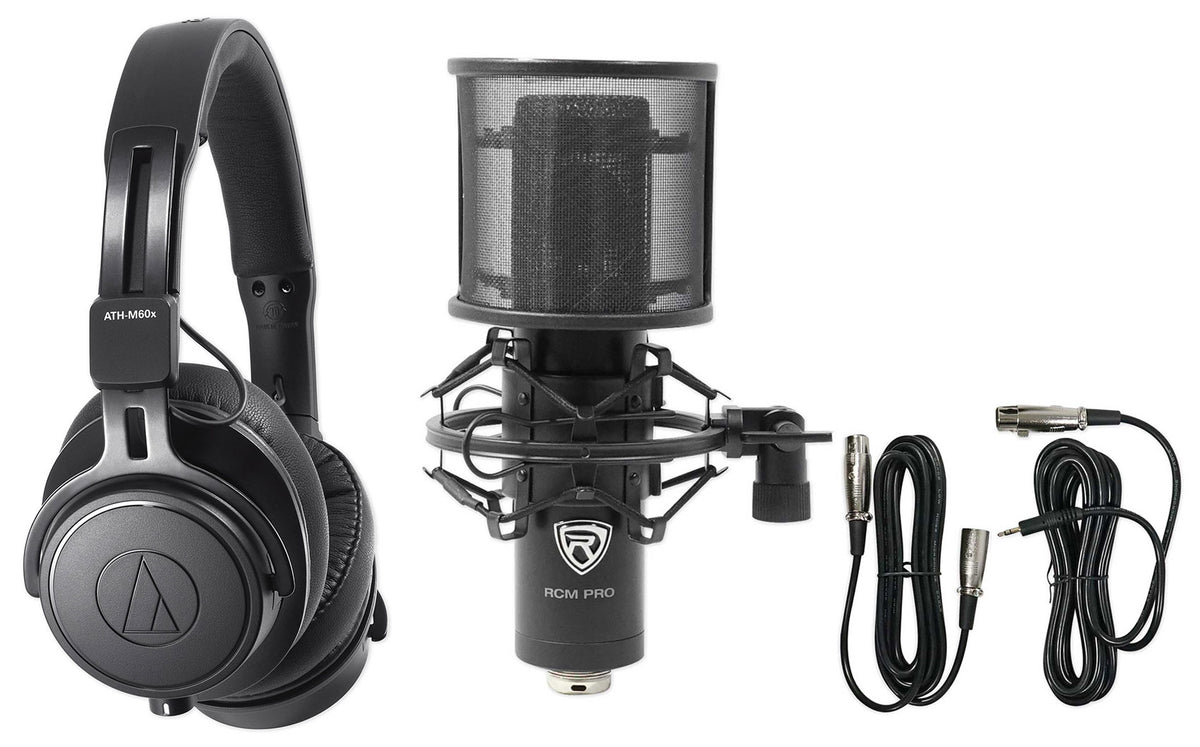 ATH-M60X Monitor Headphones + RCM PRO Condenser Mic + Pop Filter