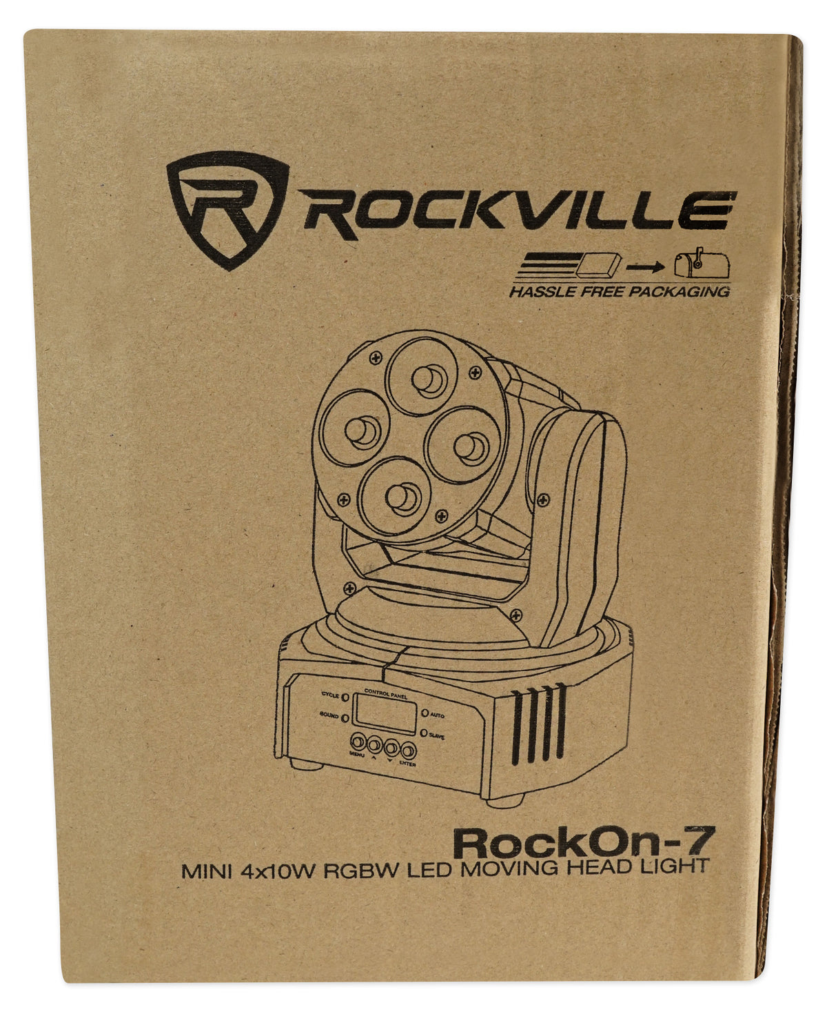Rockville RockOn-7 40w RGBW Moving Head DMX Spot Beam Stage Club Light and Remote