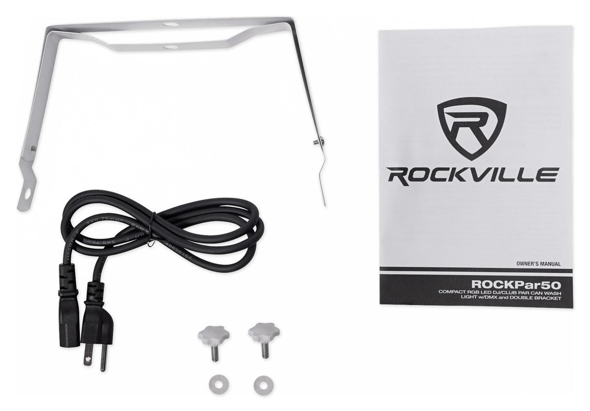 RockPAR50 WHT LED RGB Compact Par Can DJ/Club DMX Wash Light+Cable