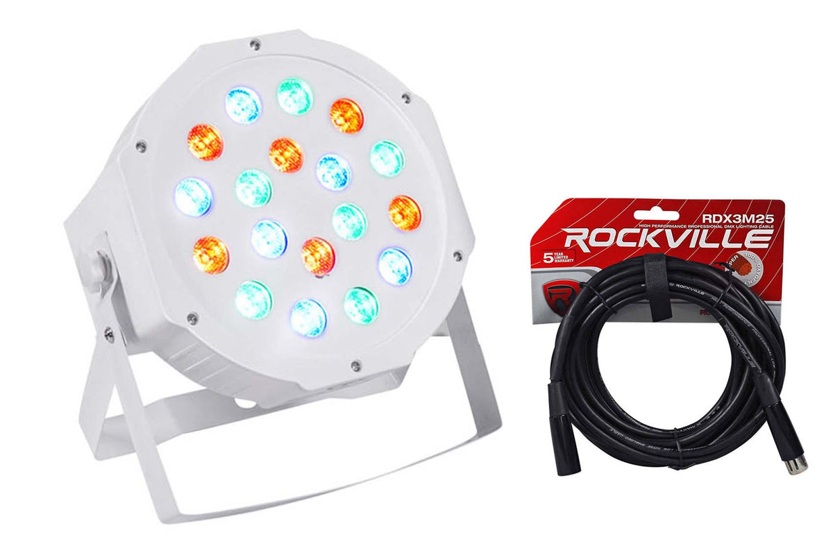 RockPAR50 WHT LED RGB Compact Par Can DJ/Club DMX Wash Light+Cable