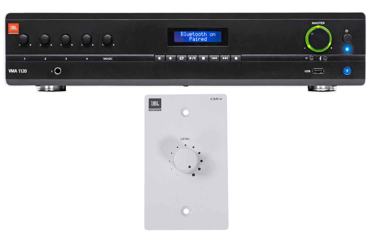 JBL VMA1120 Commercial/Restaurant 120W Bluetooth Amplifier+White Wall Controller