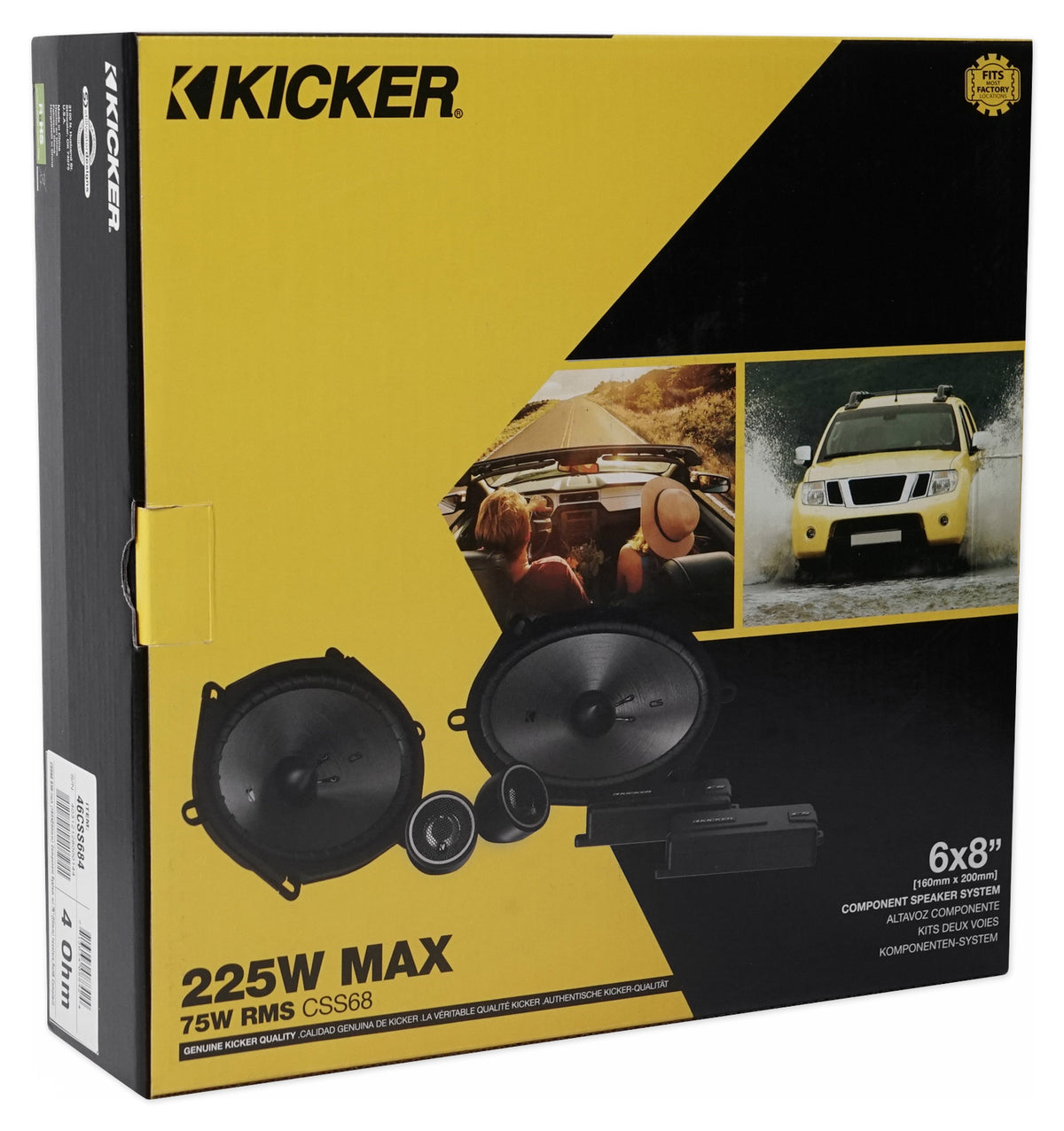 KICKER 46CSS684 6X8" 450w Car Audio Component Speakers w/ 0.75" Tweeters CSS68