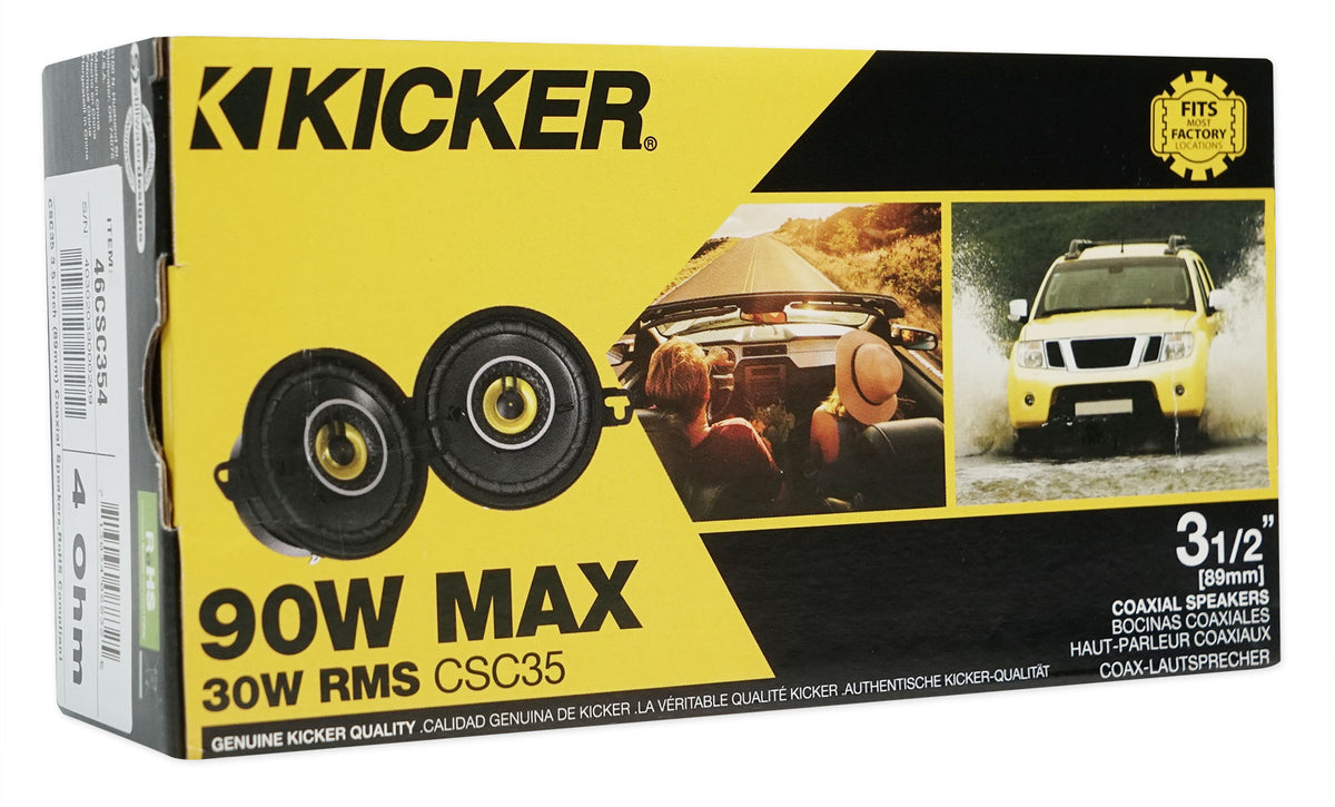 Pair KICKER 46CSC354 3.5" 3-1/2" 180 Watt 4-Ohm 2-Way Car Audio Speakers CSC354