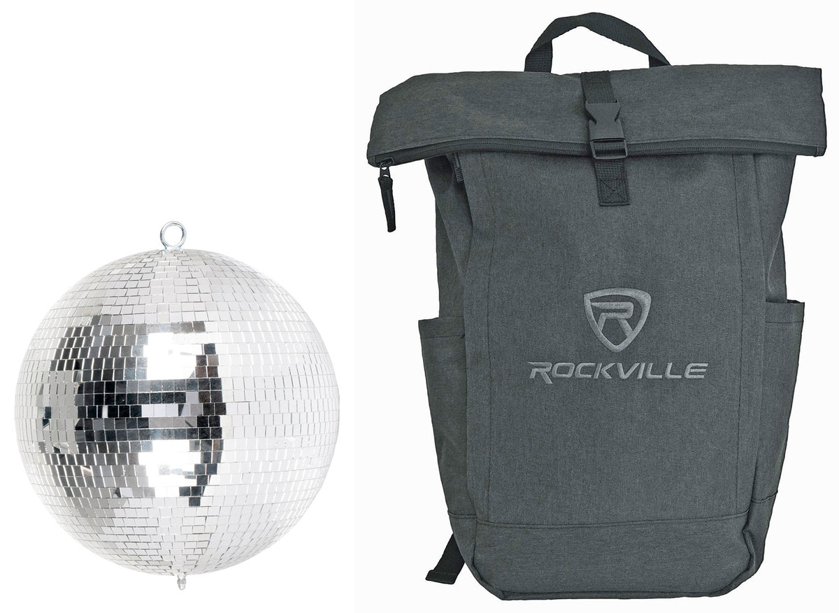 EM12 12" Disco Dance Floor DJ Mirror Ball w/ Motor Ring+Backpack
