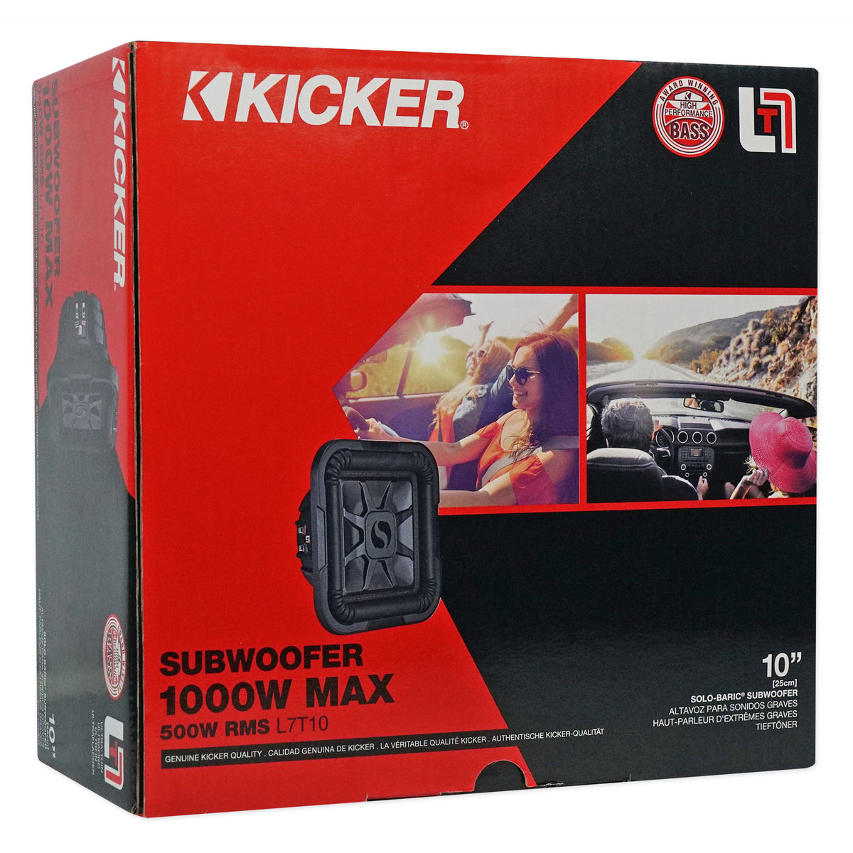 KICKER 46L7T104 10" 1000 Watt L7T Car Subwoofer, Solo-Baric Sub L7T104 DVC 4-Ohm