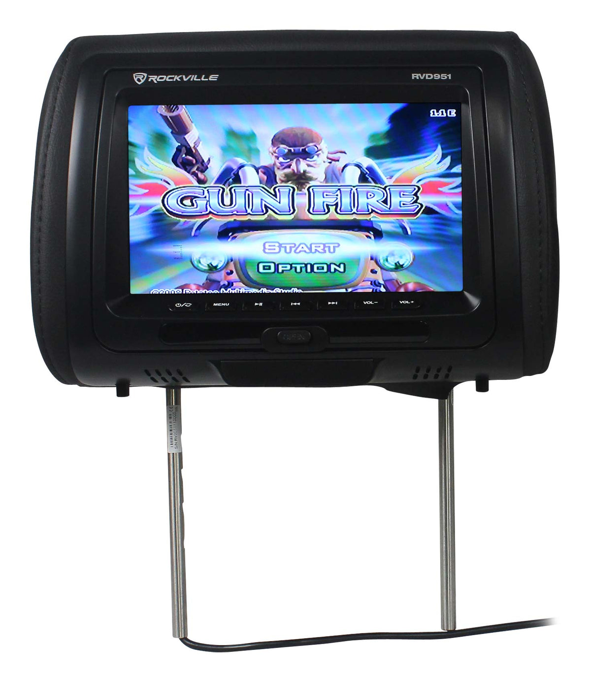 Rockville RVD951-BK 9” Black Dual DVD/USB/HDMI/SD Car Headrest Monitors + Games