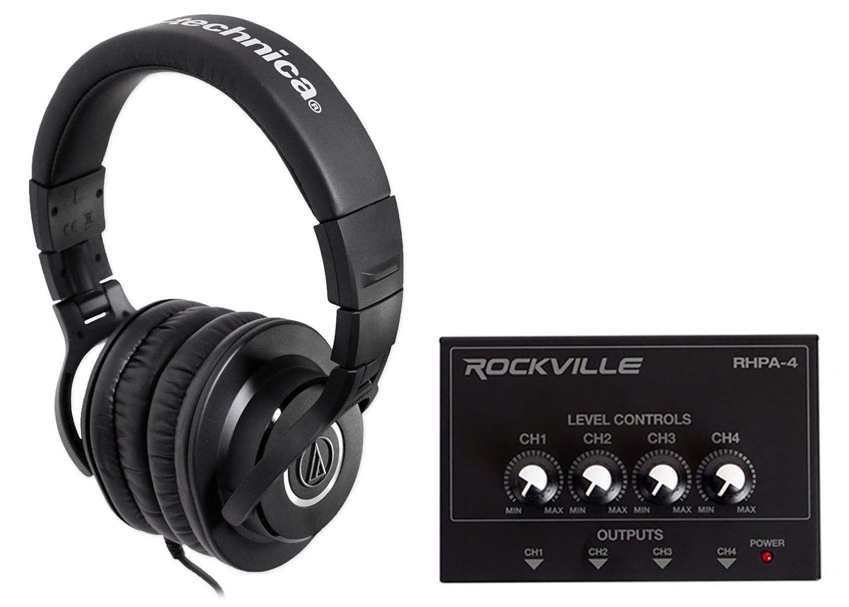 ATH-M40x Studio Headphones & 4-Channel Headphone Amplifier Bundle
