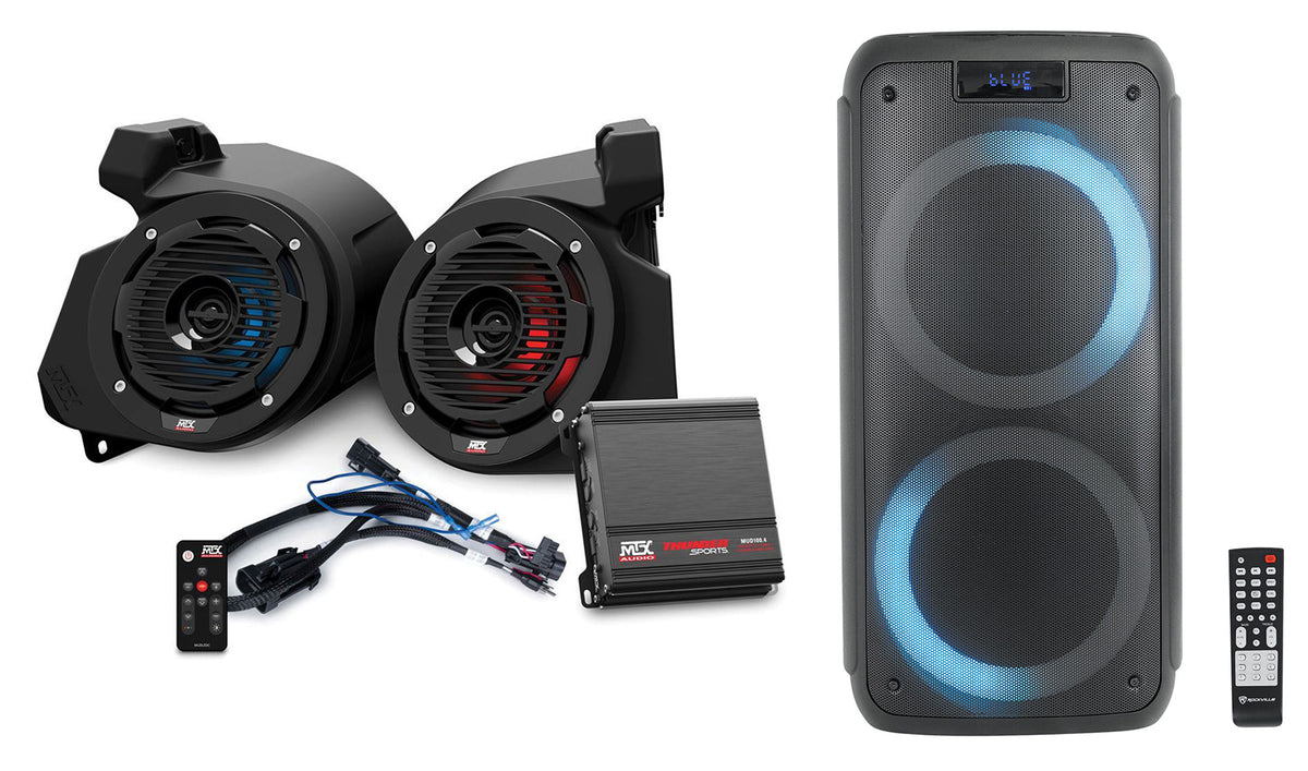 MTX RZR-14RC-THUNDER2 Speakers+Amp For Polaris RZR Ride Command + Party Speaker