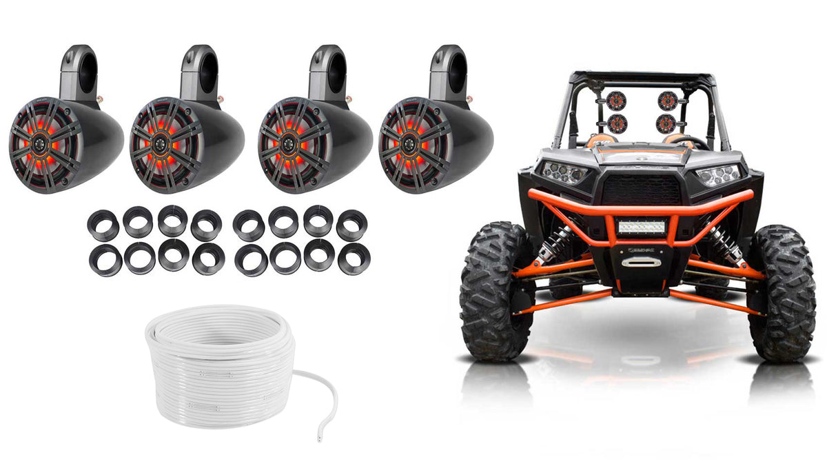 (4) 6.5" LED Tower Speakers For Polaris RZR/ATV/UTV