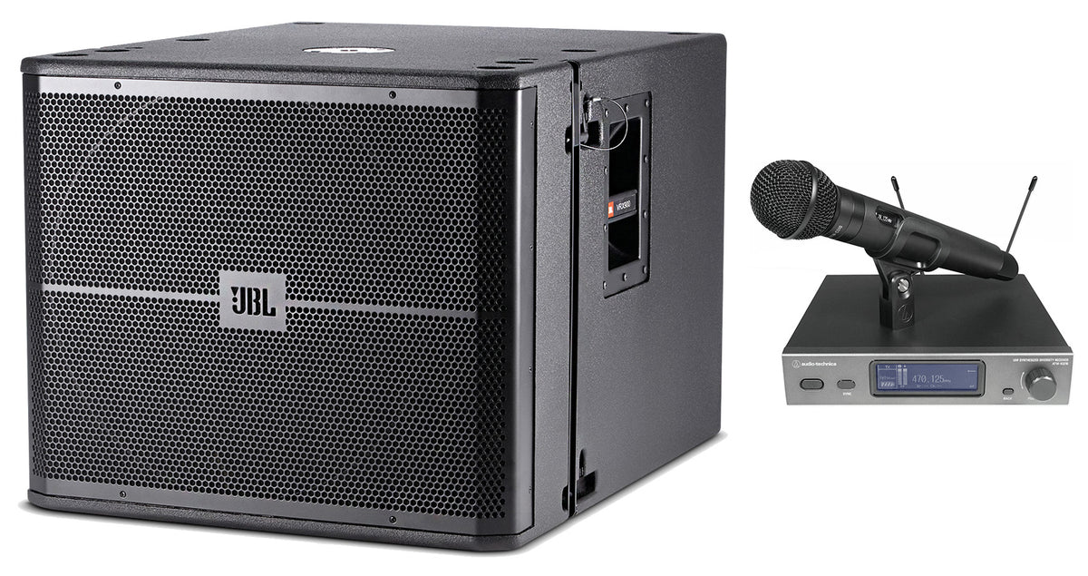 JBL VRX918SP Powered Active 18" 1500 Watt Subwoofer Sub w/DSP+Audio Technica Mic