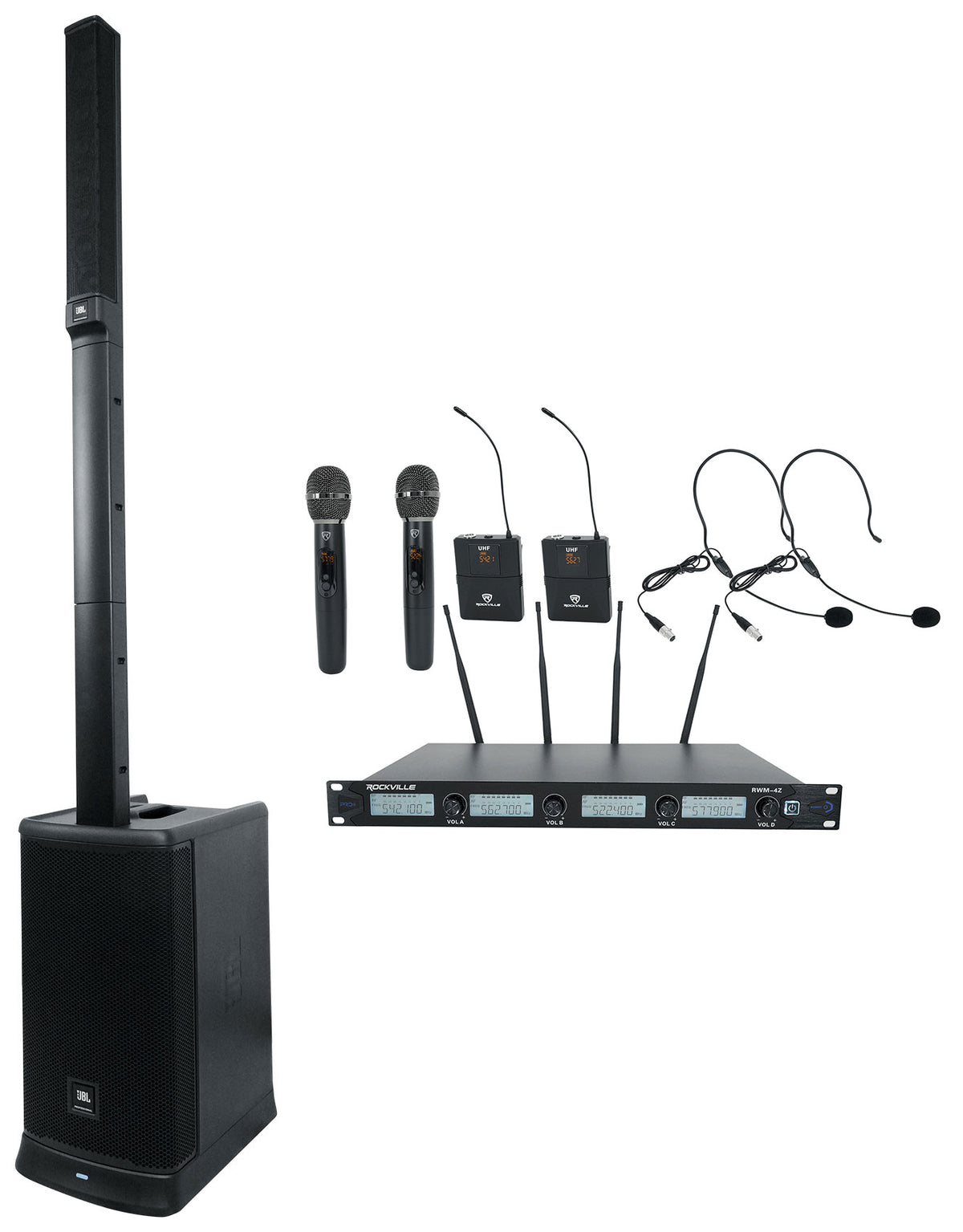 JBL EON ONE MK2 Rechargeable Line Array DJ PA Speaker+2 Handheld+2 Headset Mics