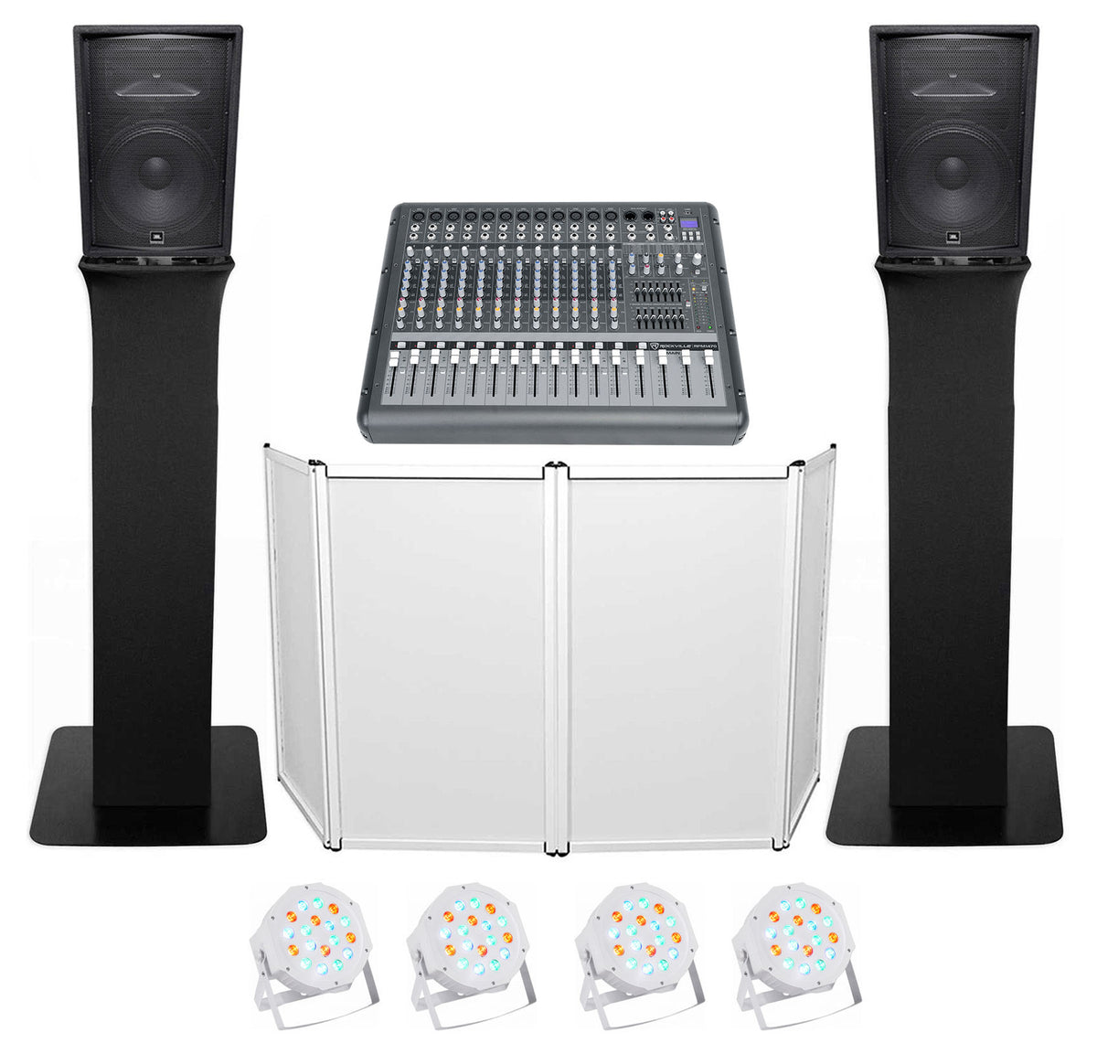 JRX215 Pair and RTP32B Totem Stand DJ Pack