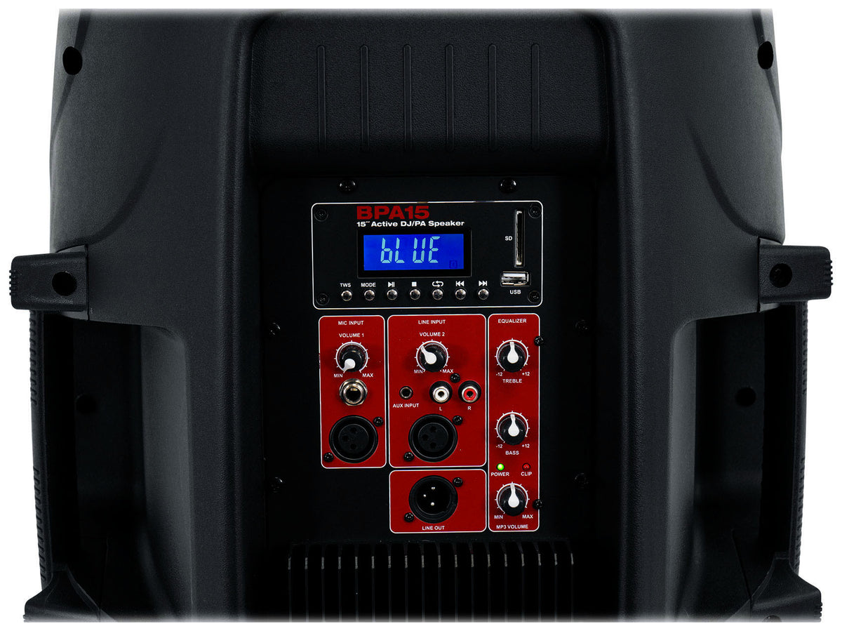 Rockville BPA15 15 inch Professional Powered Active 800 Watt DJ PA Speaker w Bluetooth