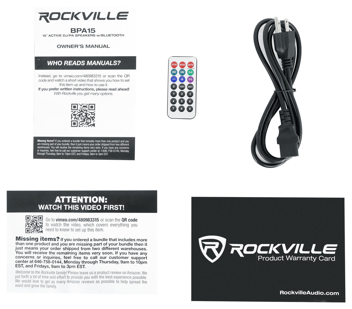Rockville BPA15 15 inch Professional Powered Active 800 Watt DJ PA Speaker w Bluetooth
