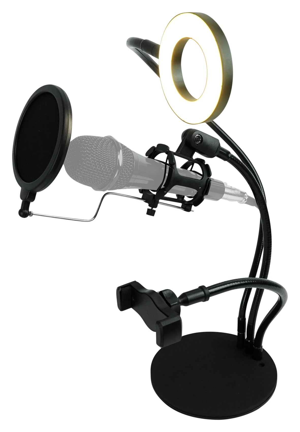 Technical Pro LiveShow3LM Zoom Stream Broadcast Podcast Phone+Mic Stand w/LED