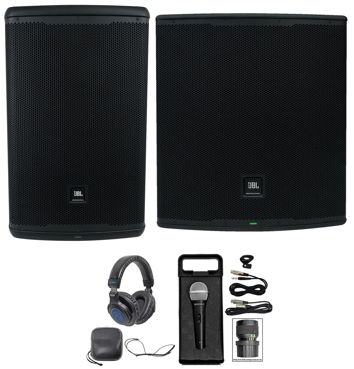 EON715 PA Speaker + EON718S Subwoofer + Wired Mic + DJ Headphones
