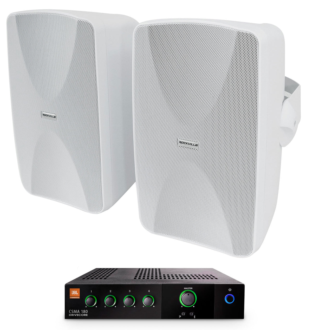 JBL CSMA 180 Commercial 70v Amplifier+(2) White Speakers For Restaurant/Bar/Cafe