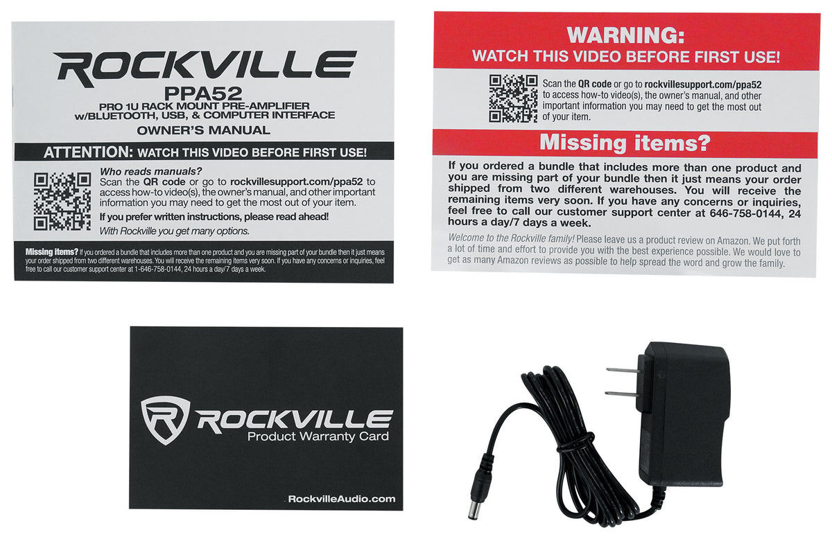 Rockville PPA52 Preamp Pro 1U Pre-Amplifier w/Bluetooth/USB/Computer Interface
