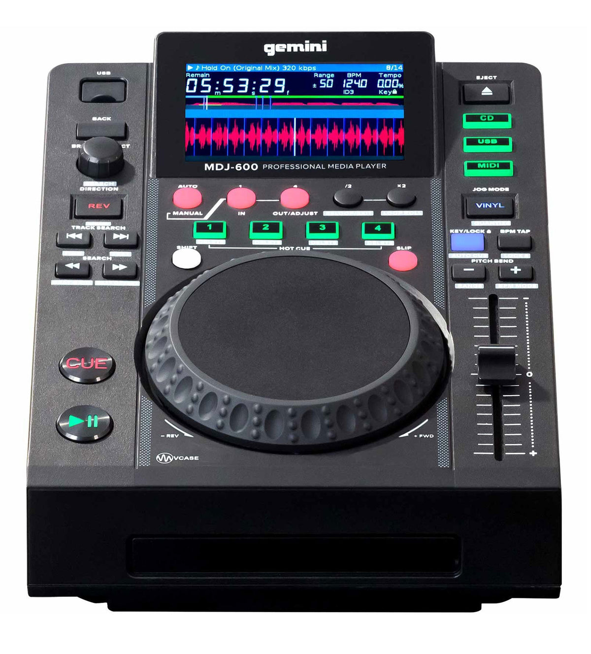 Gemini MDJ-600 Single Tabletop USB/CD Media Player DJ MIDI Controller w/4.3" LCD