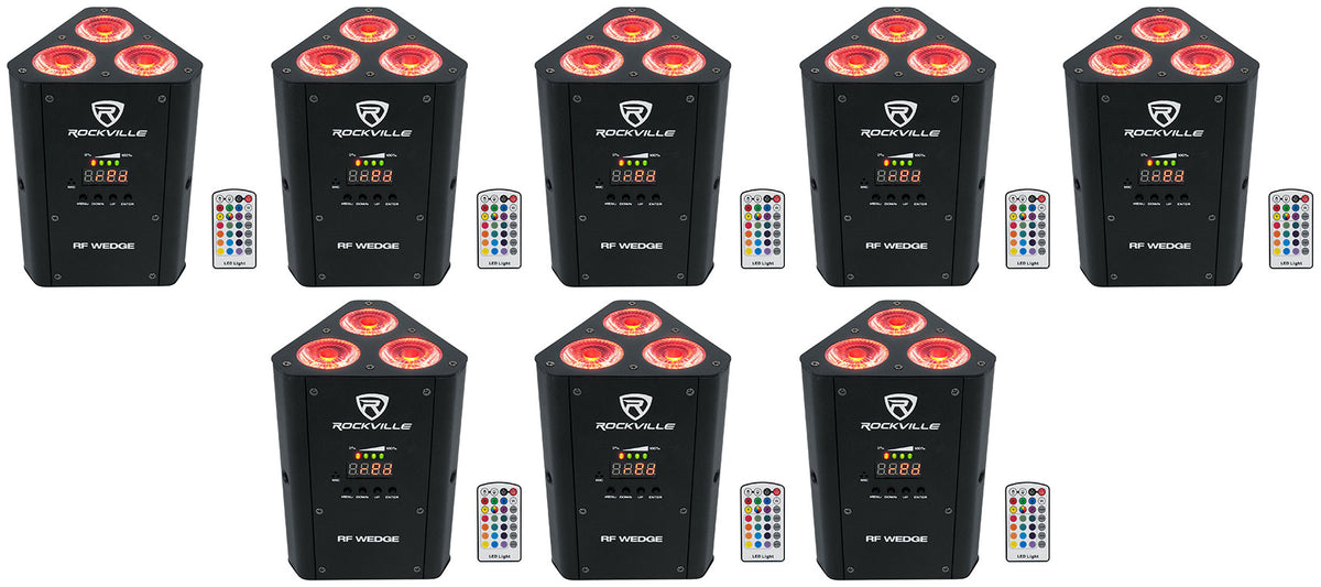 8 RF WEDGE BLACK RGBWA+UV Battery Wireless DMX DJ Up Lights+RF Remotes