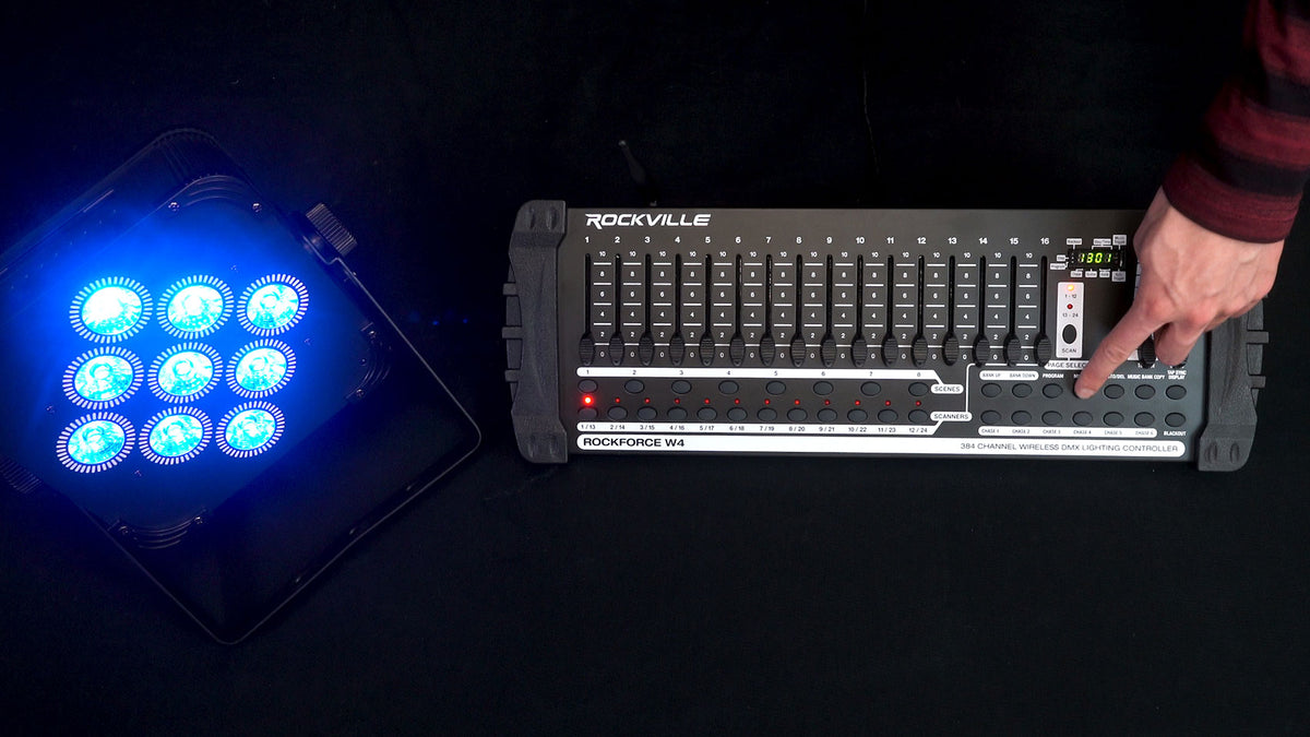 (4) RF WEDGE WHITE RGBWA+UV Wireless DMX Up Lights+384 Ch. Controller