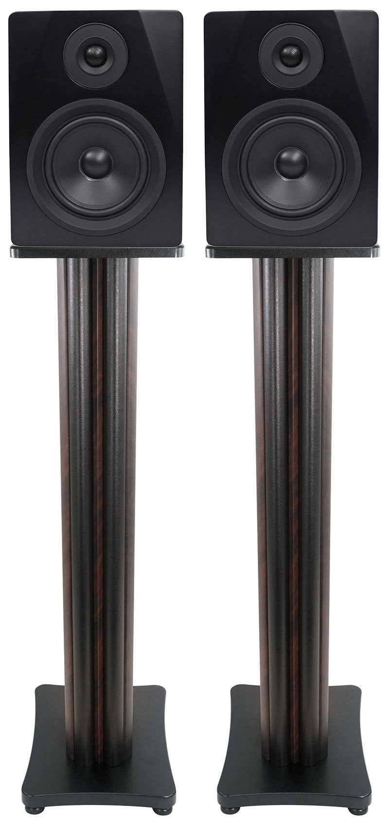 (2) APM5B 5.25" USB Studio Monitor Speakers + 36" Dark Wood Premium Stands