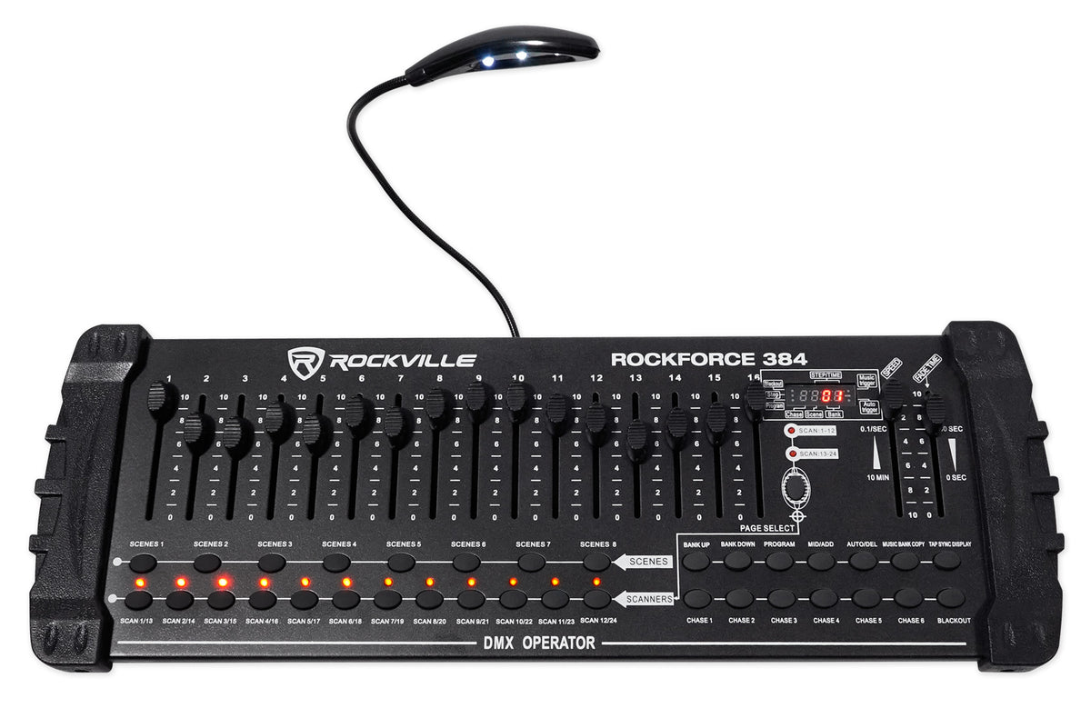 WET PAR PRO Black 10-Pack + ROCKFORCE 384 DMX Controller Bundle