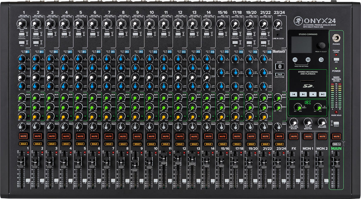 Mackie ONYX24 24-Channel Analog Mixer w/ Multi-Track USB/3-Band EQ+Bluetooth
