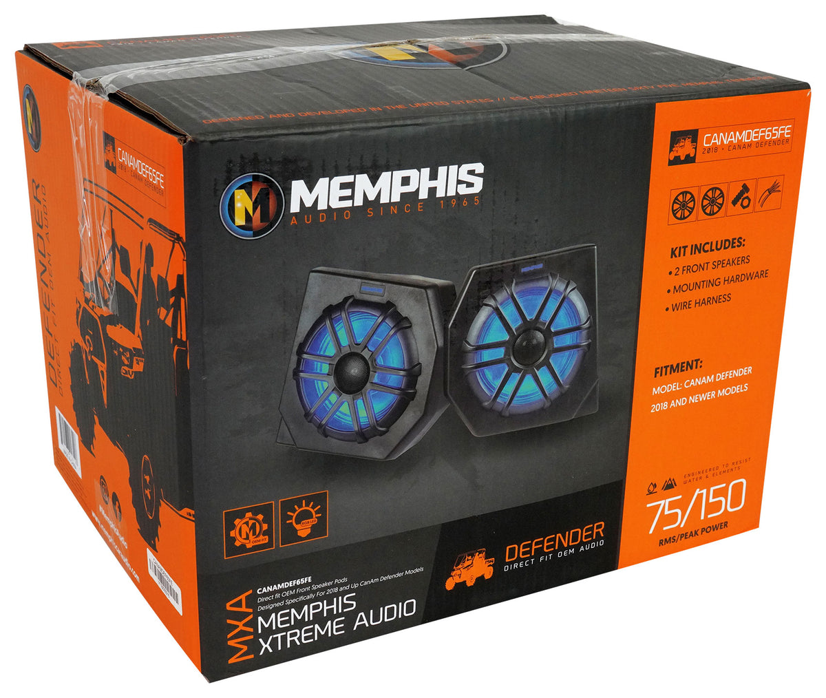 Pair Memphis Audio CANAMDEF65FE 75w RMS Speaker Pods For 2018+ Can Am Defender