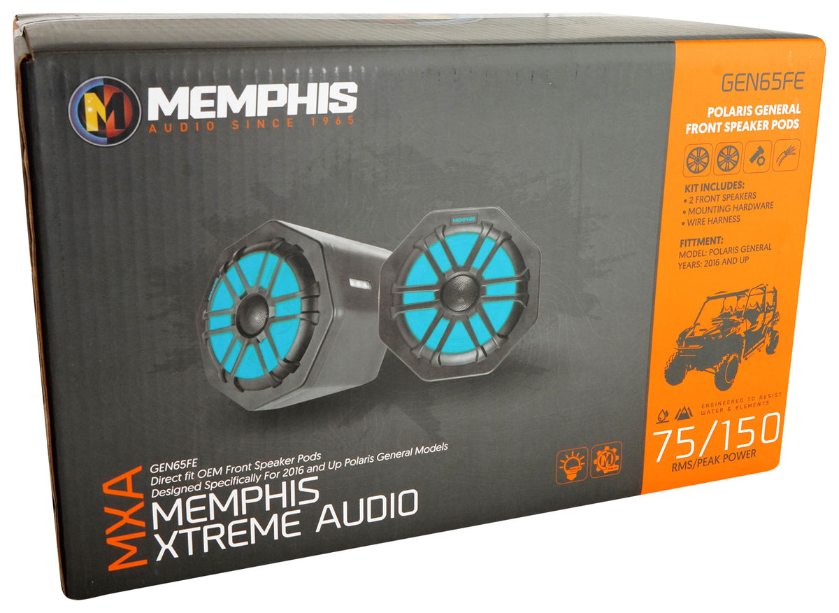 Pair Memphis Audio GEN65FE 75w RMS LED Speaker Pods For 2016+ Polaris General